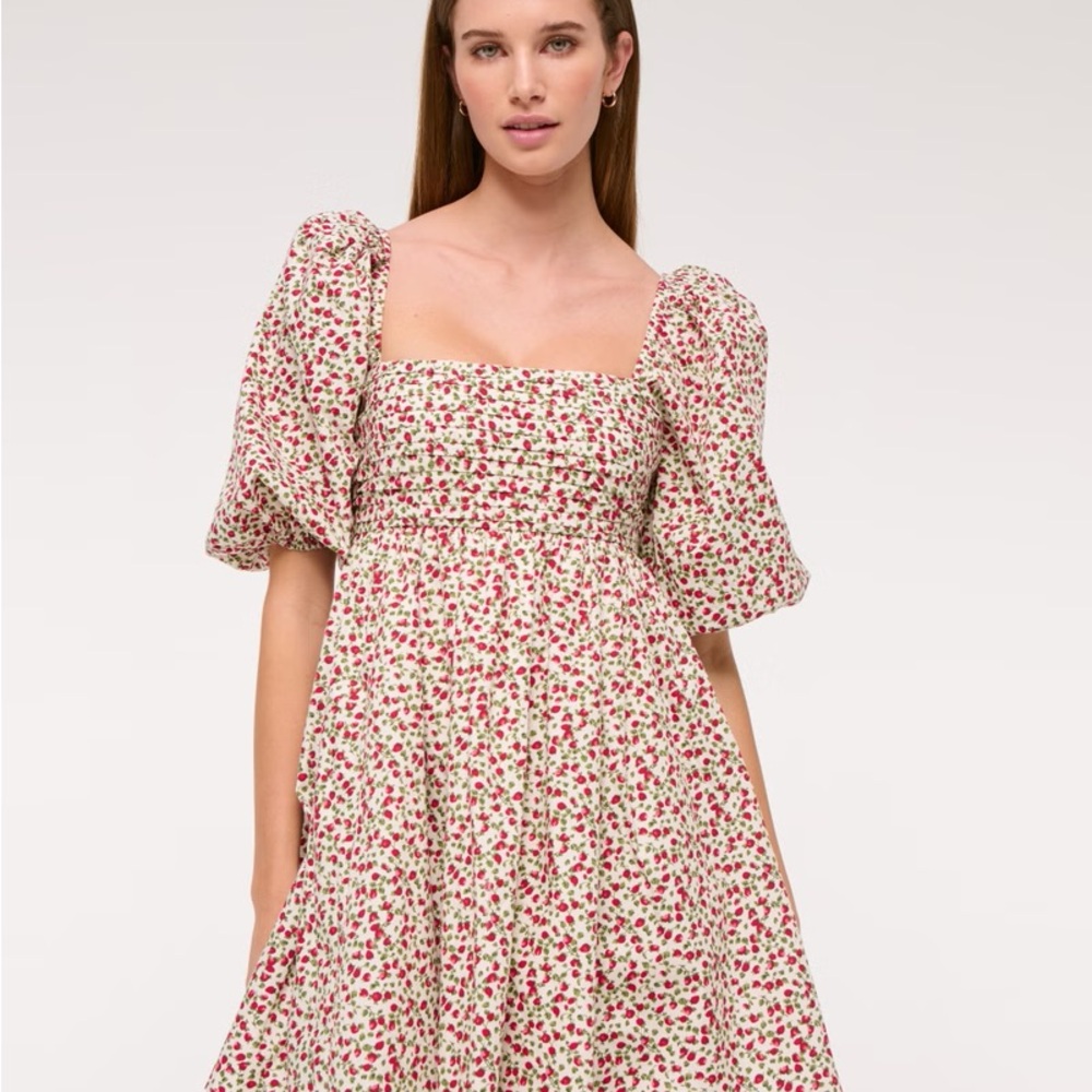 Abercrombie & Fitch Emerson Poplin Puff Sleeve Mini Dress